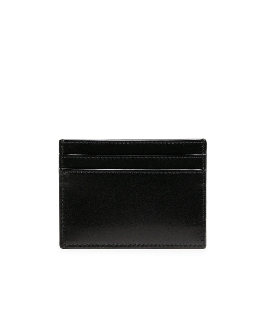 Saint Laurent Cassandre Small Leather Card Case In Black