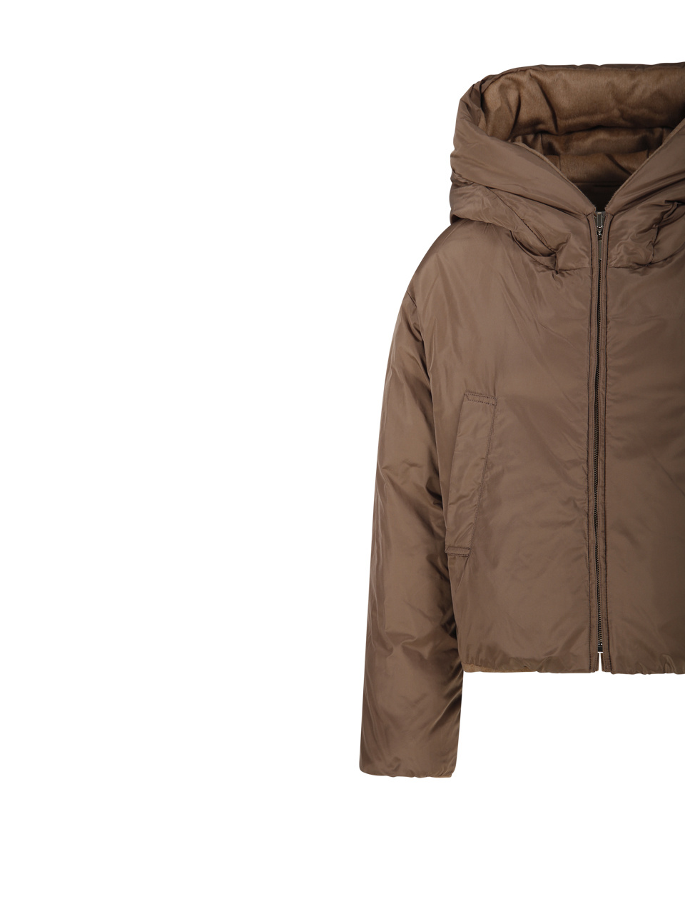 Max Mara Hooded Down Jacket In Brown