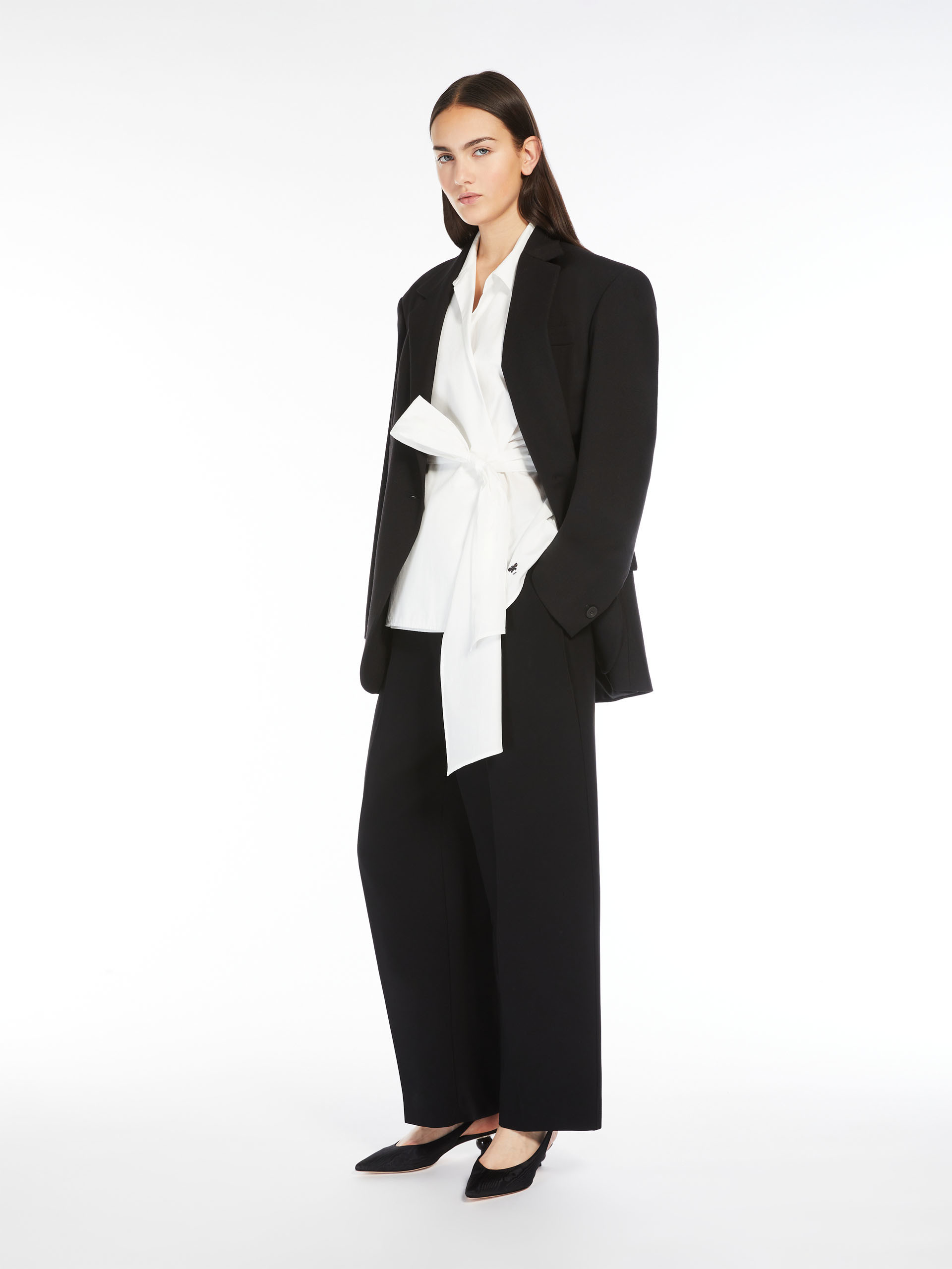 Weekend Max Mara Belt And Loop Wide-leg Pants In Black