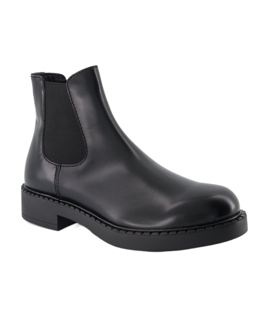Prada Round Head Boots In Black
