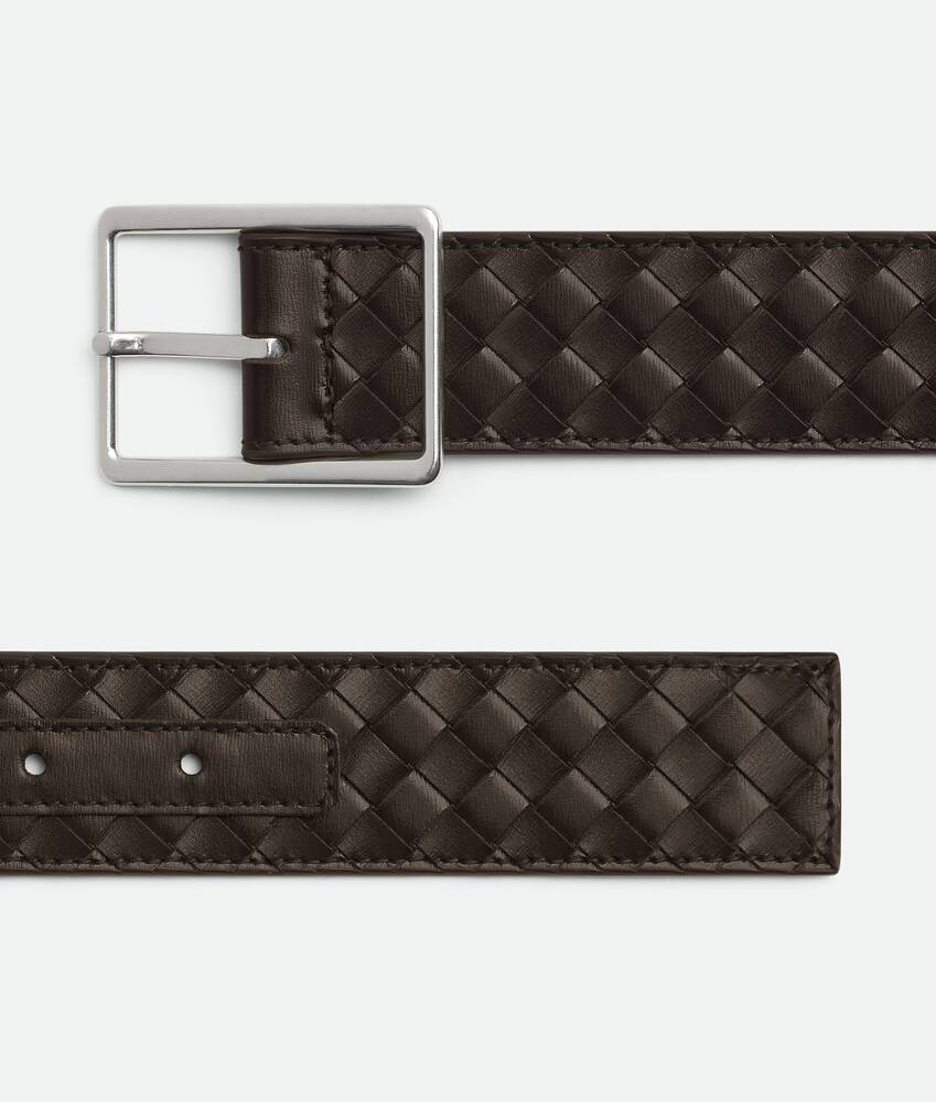 Bottega Veneta Intrecciato Leather Belt In Black