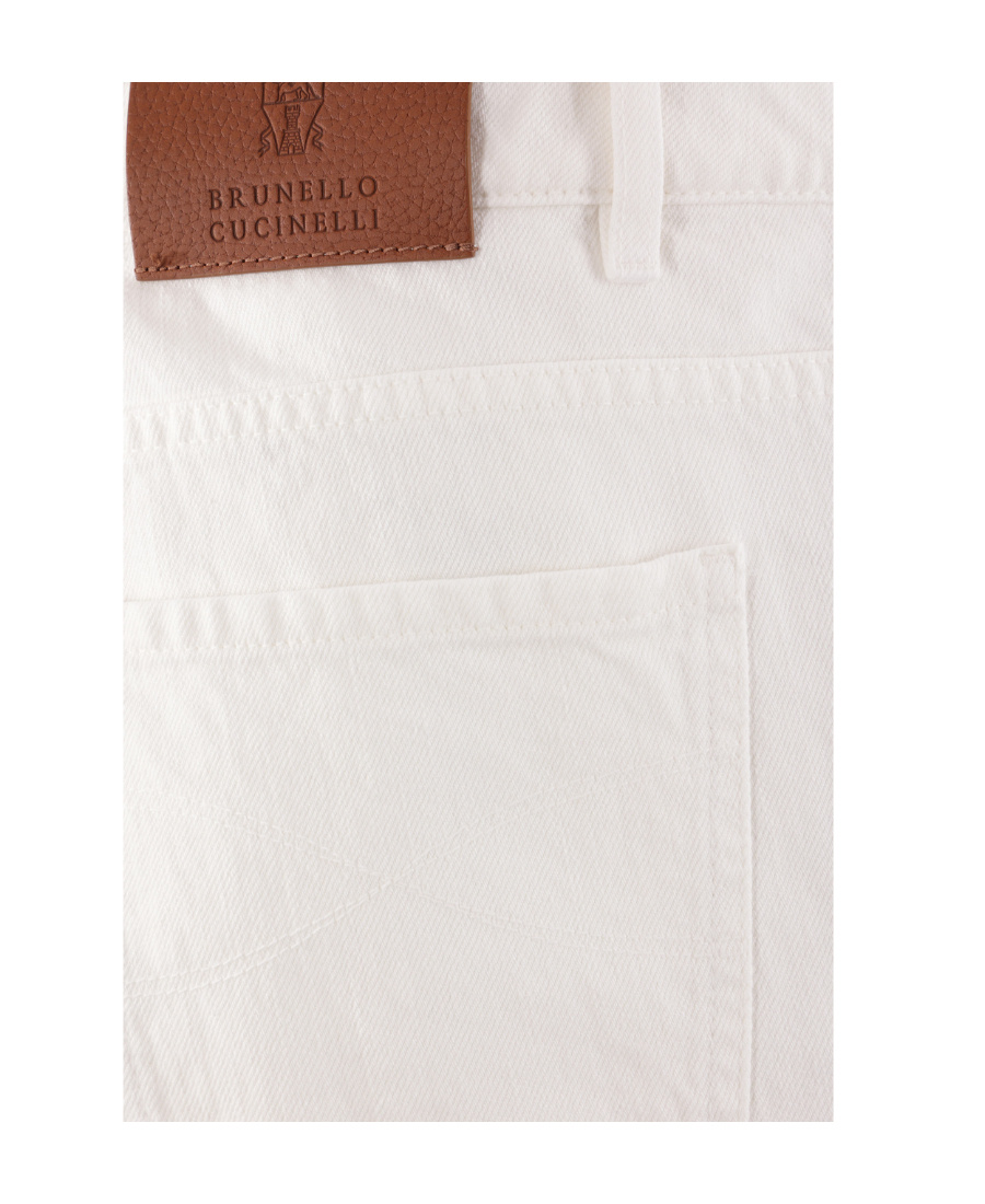 Brunello Cucinelli Logo-embroidered Tapered Cotton Jeans In White