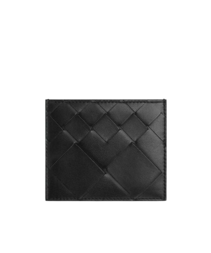 Bottega Veneta Intrecciato Leather Cardholder In Black