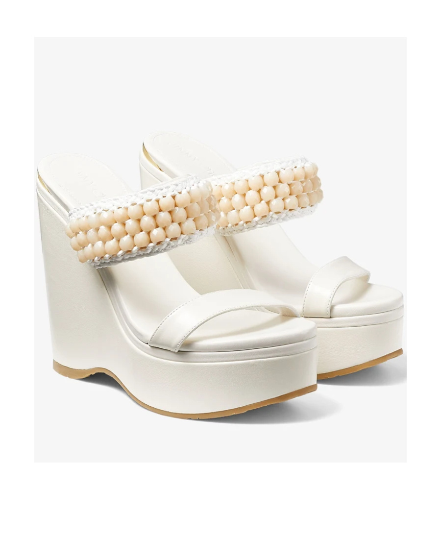 Jimmy Choo Logo Sloping Heels In White
