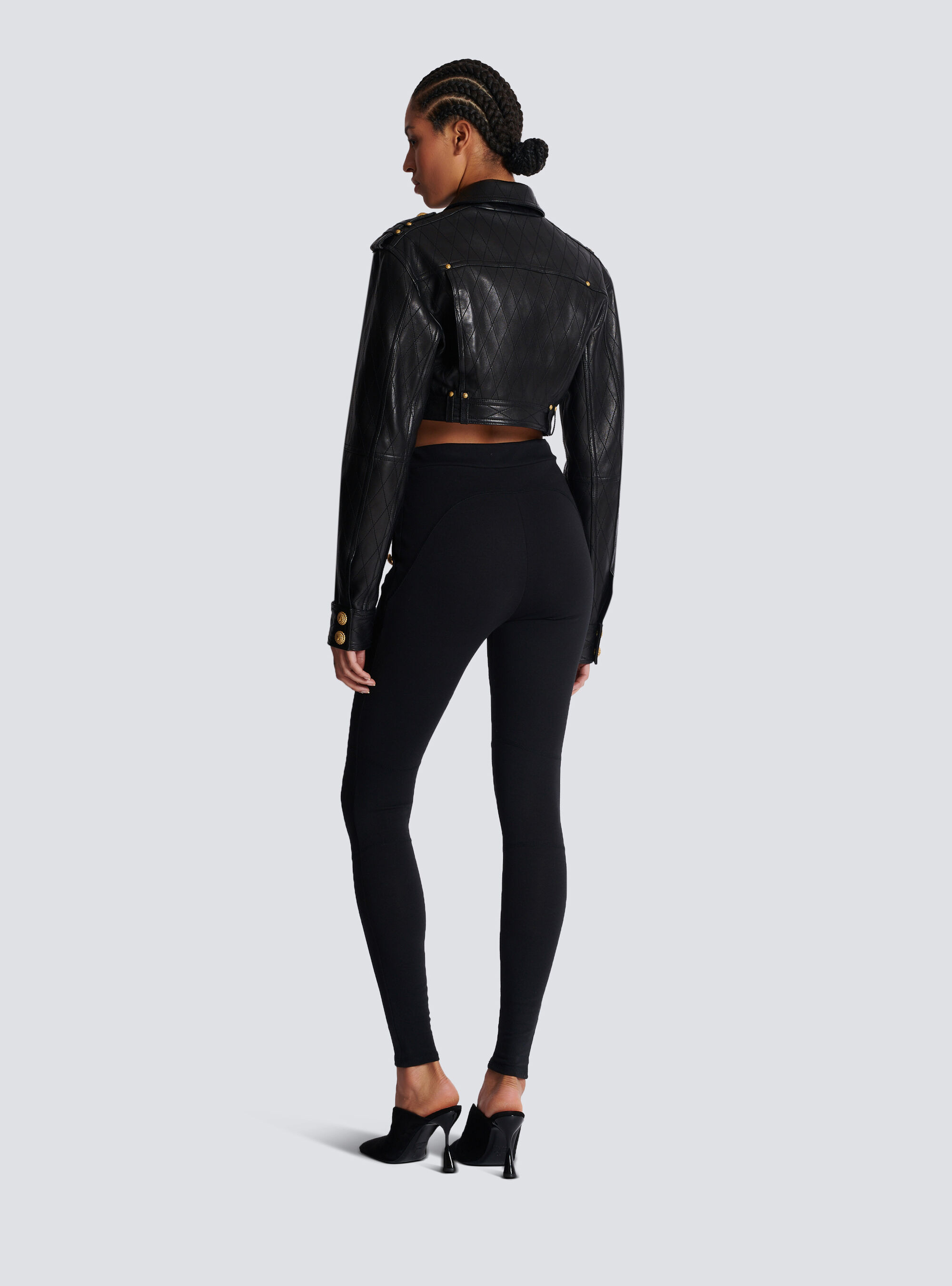 Balmain Jersey Leggings With 6 Buttons In Black