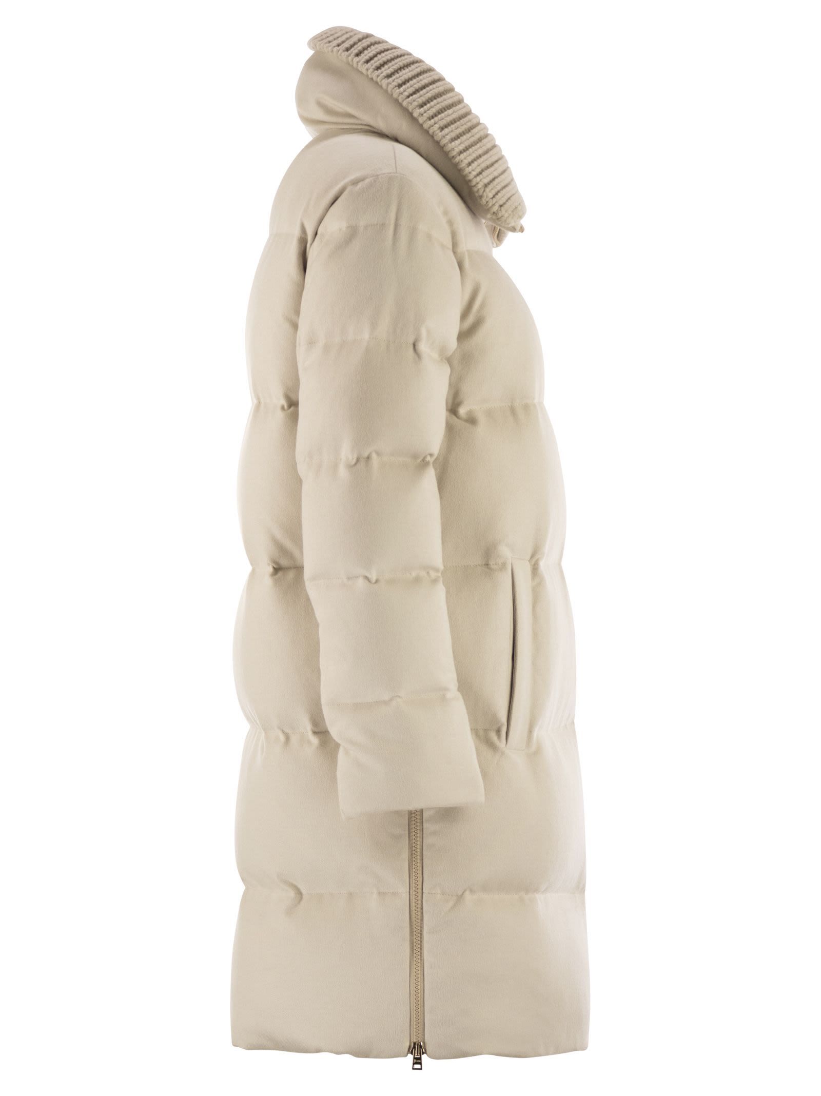 Herno Lapel Down Jacket In Neutral