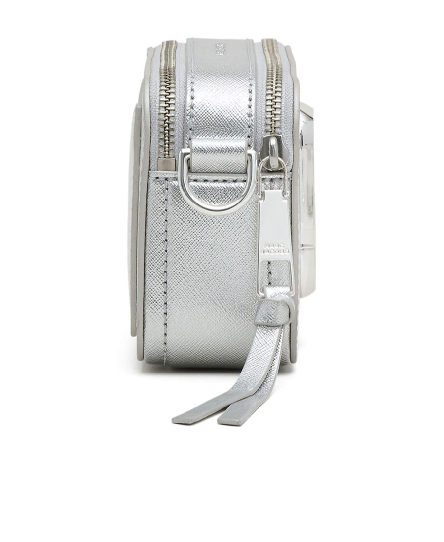 Shop Marc Jacobs The Snapshot Leather Crossbody Bag In Gray