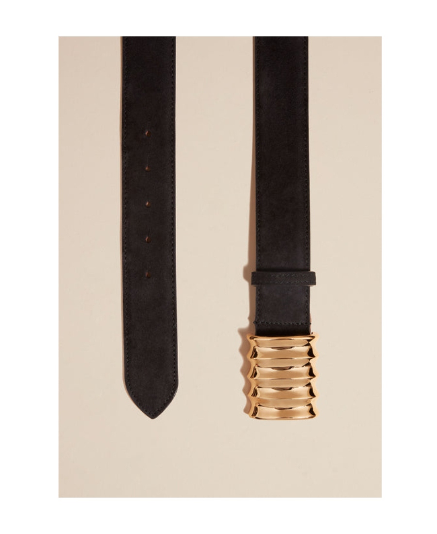 Khaite Medium Julius Suede Belt In Black