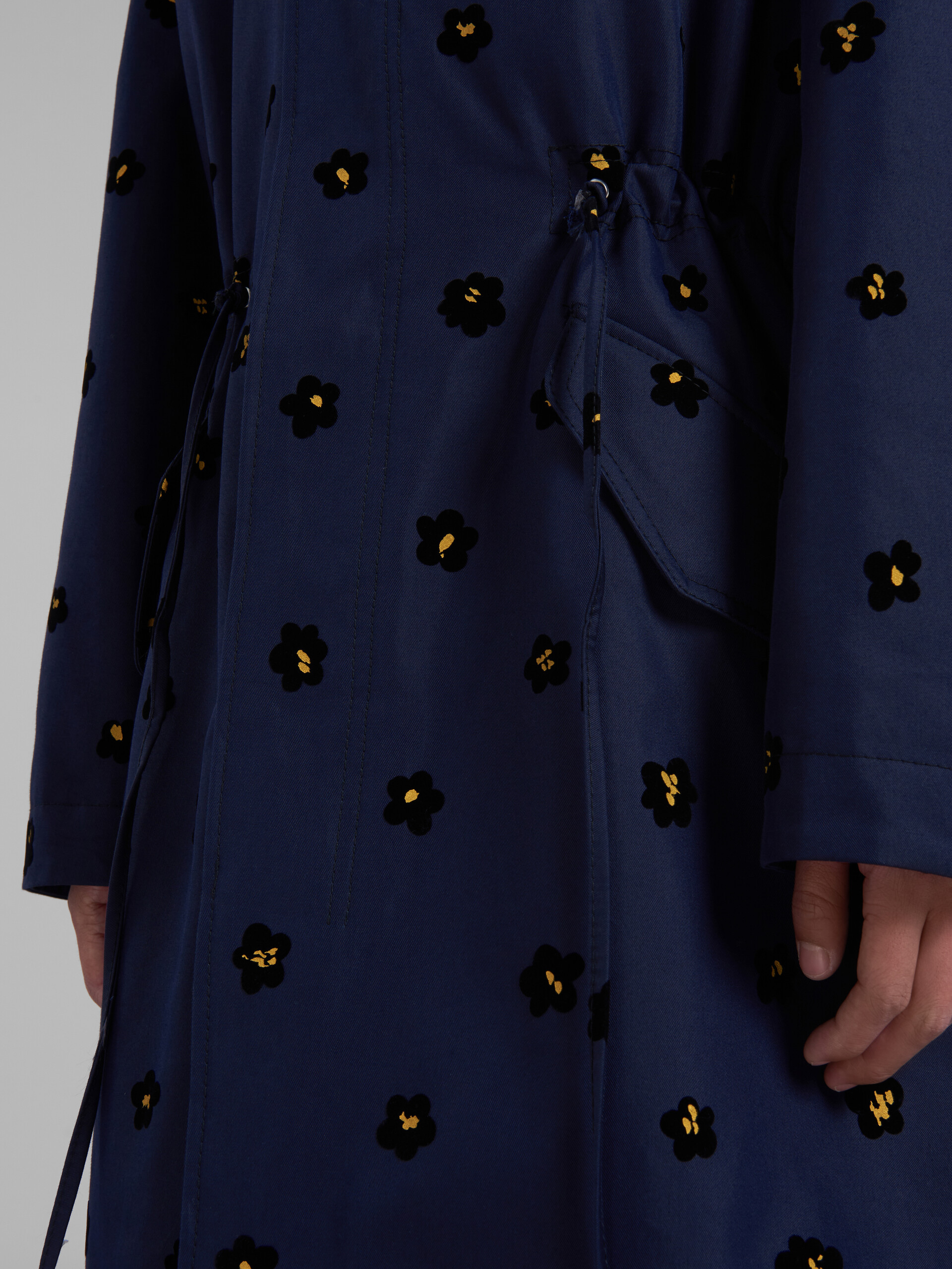 Marni Draft Flower Parka Coat In Black