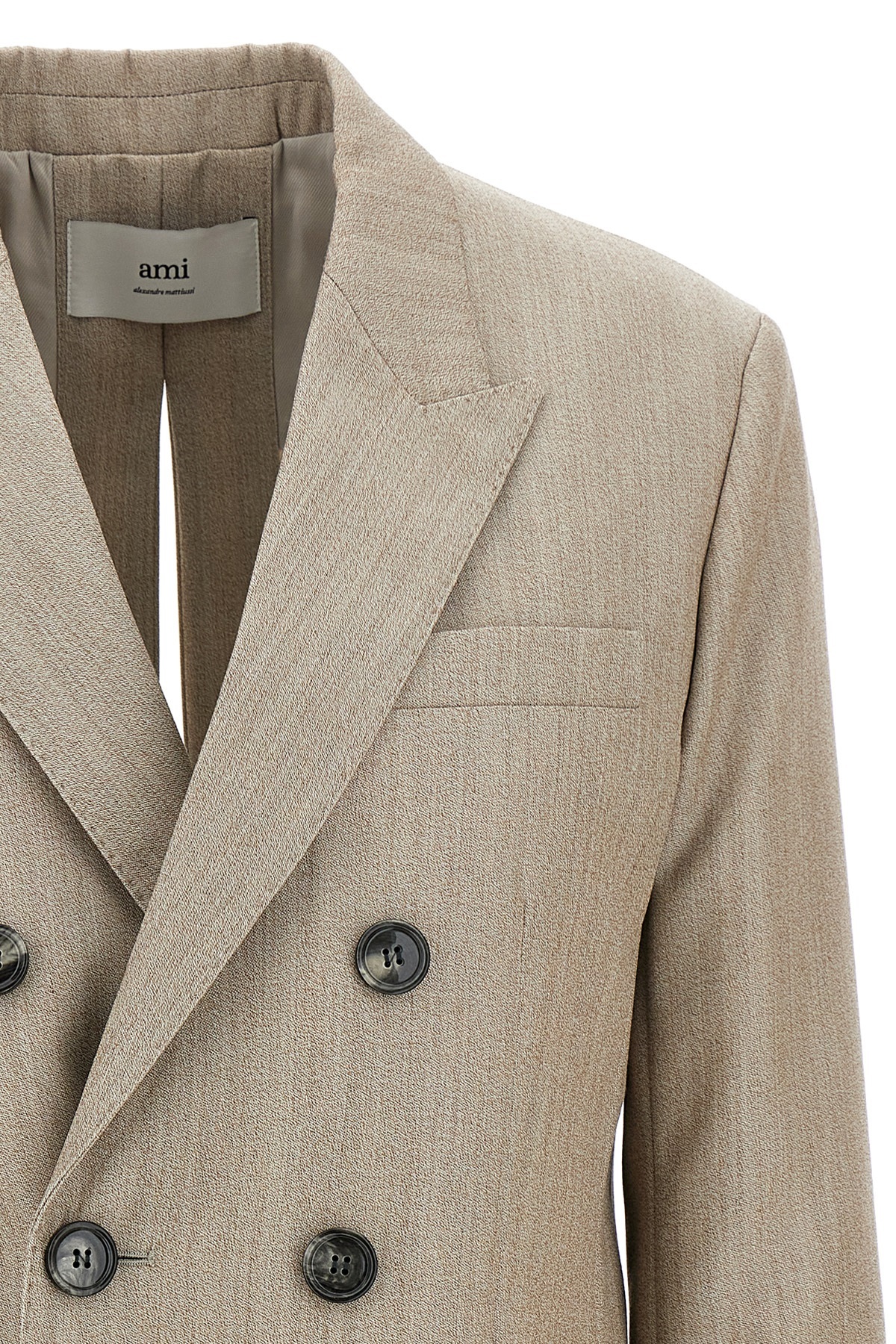 Ami Alexandre Mattiussi Beige Wool Back Slit Double Breasted Jacket Beige In Nude