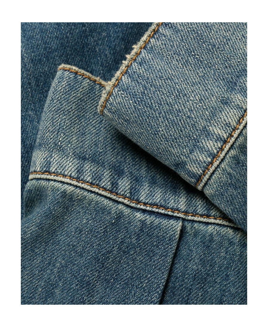 Alexander Mcqueen Halterneck Off-shoulder Denim Shirt In Blue