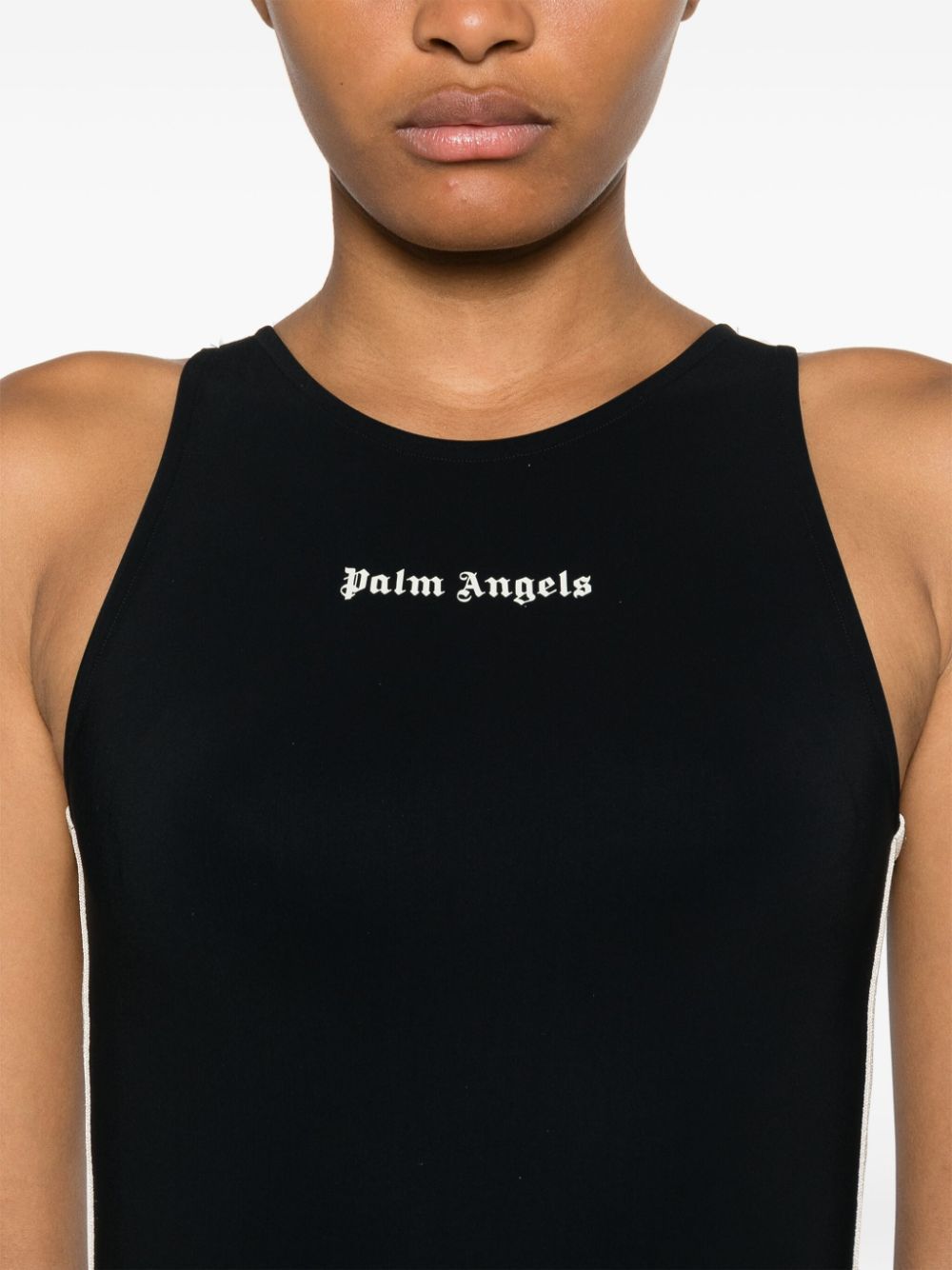Palm Angels Printed Sleeveless Vest In Black