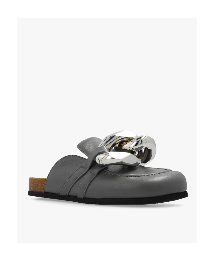 Jw Anderson Chain Loafer Leather Mules In Black