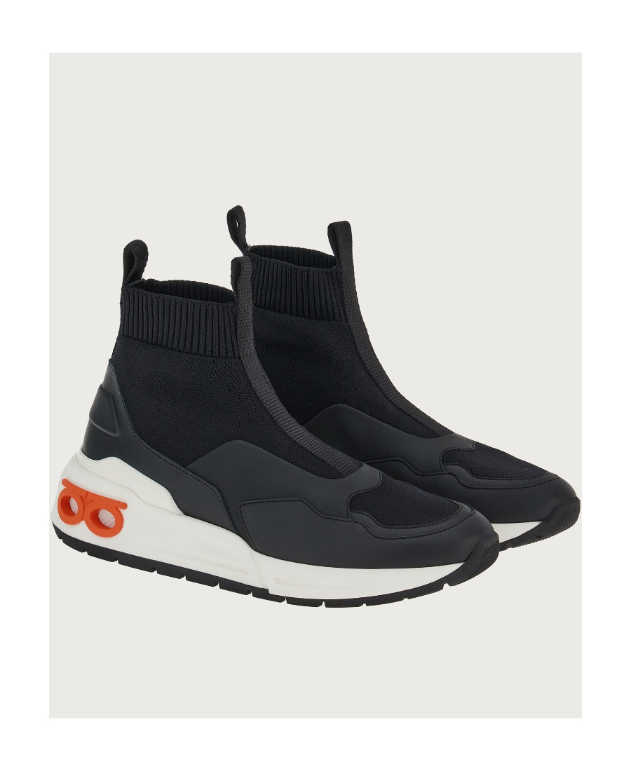 Ferragamo Black Cosma Sock High-top Sneakers Woman In Black