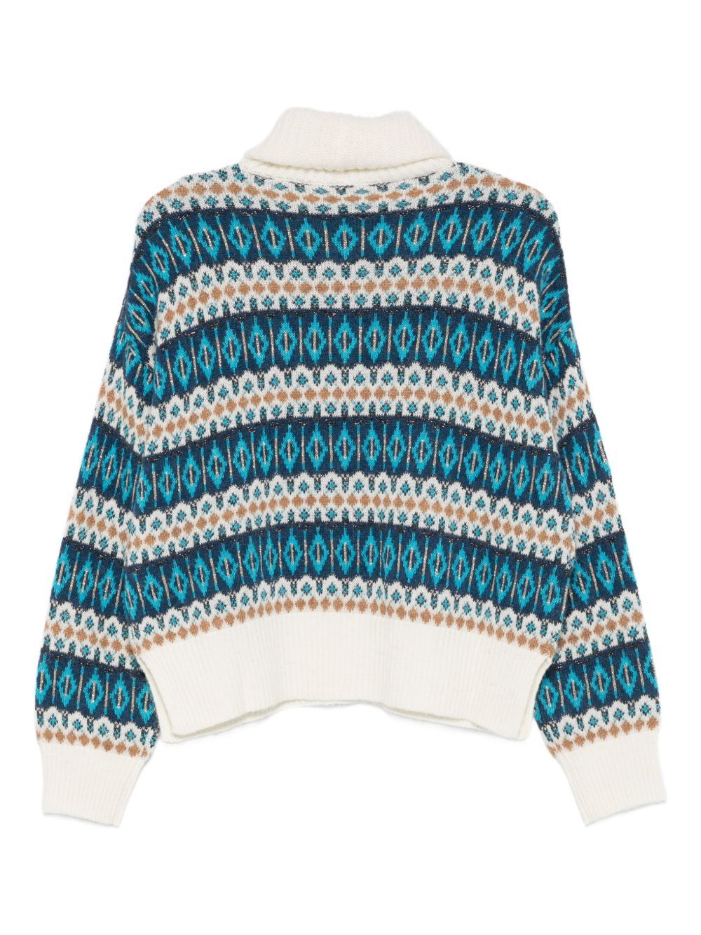 Liu •jo Patterned Turtleneck Sweater In Blue