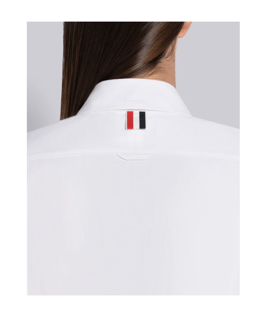 Shop Thom Browne Asymmetrical Pleated Shirtdress