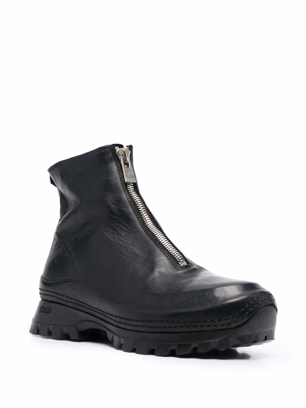 Guidi Zipped Leather Ankle Boots In Black