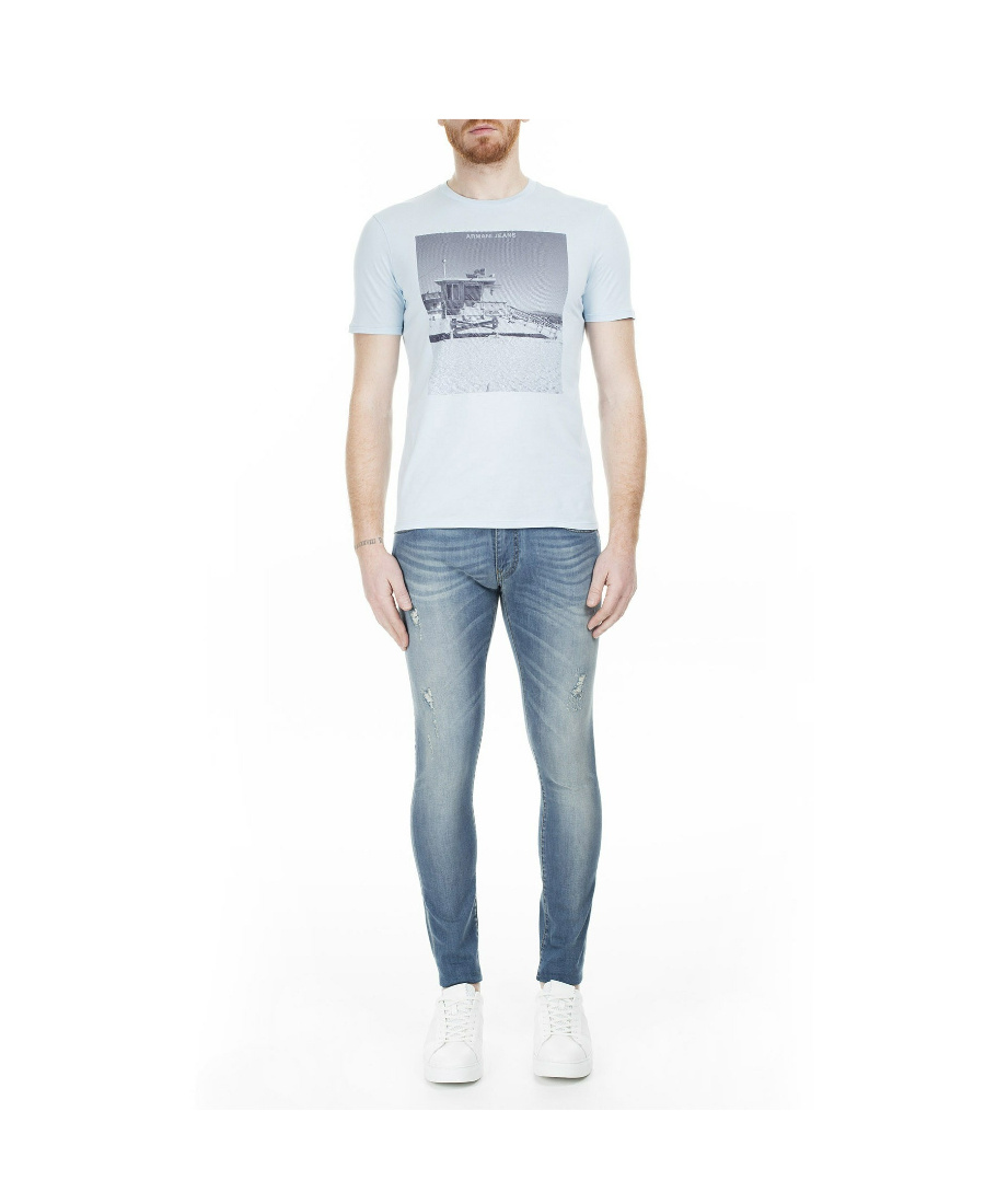 Armani Jeans Logo Jeans In Blue