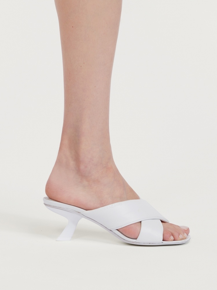 Ferragamo 55mm Crossover-strap Detail Mules In White