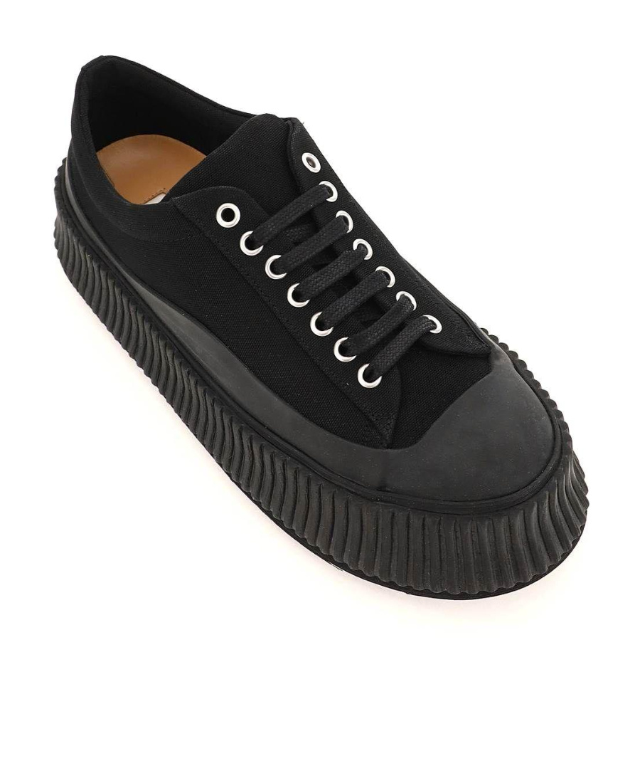 Jil Sander Canvas Low-top Chunky Sneakers In Black
