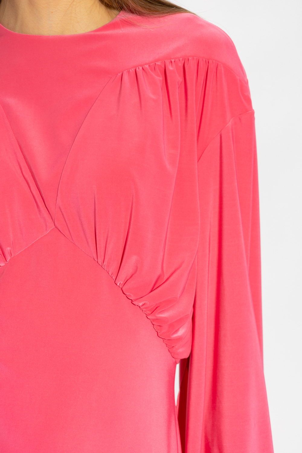 Shop Attico The  Ruched Long-sleeved Mini Dress In Orange