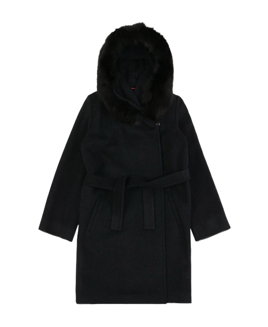 Max Mara Hooded Long-sleeved Coat In Black
