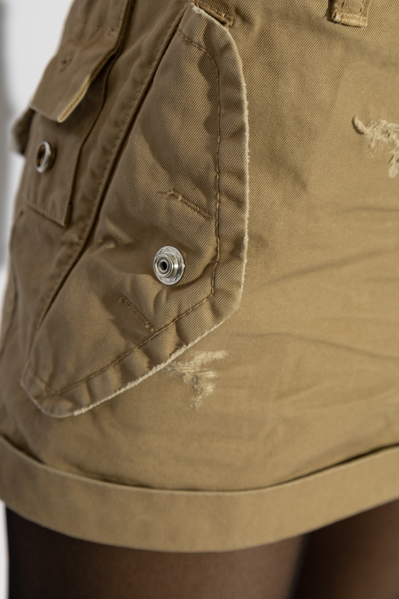 Dsquared2 Beige Short Skirt With Distressed Effect In Green