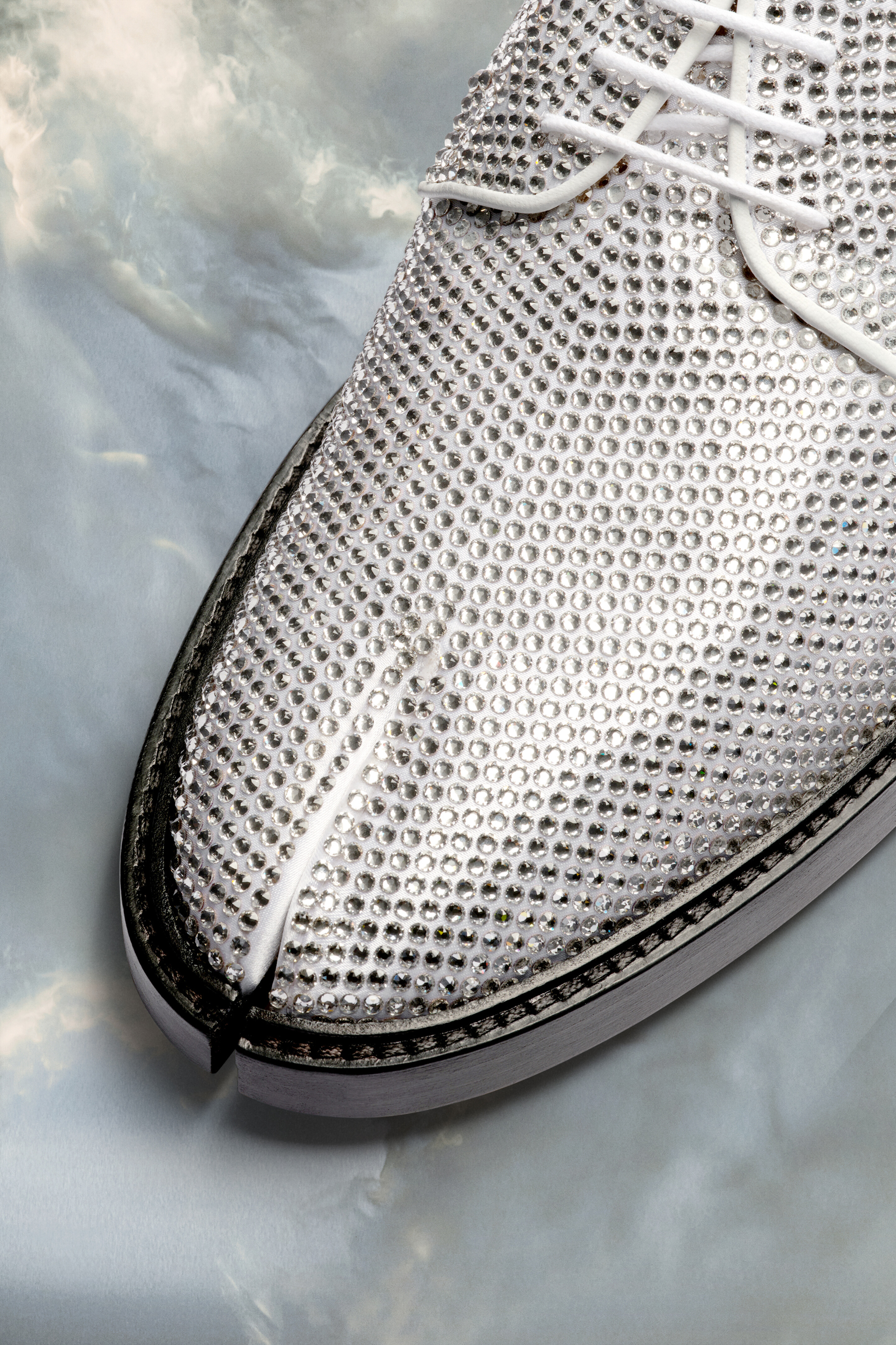 Maison Margiela Lace-up Shoes With Embellished Design And Textured Finish In White