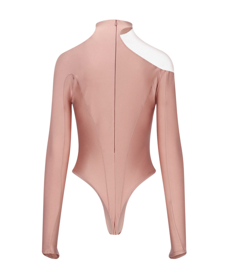 Mugler High-necked Long-sleeved Jumpsuit In Pink