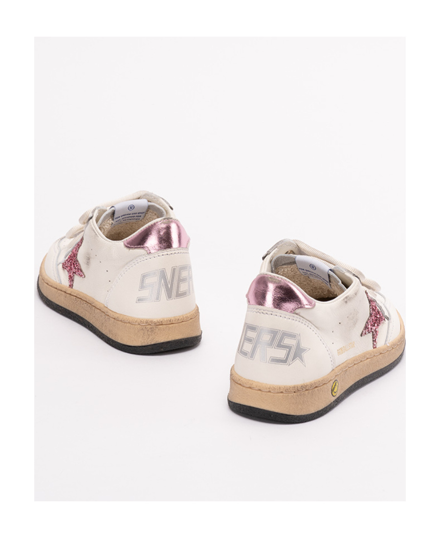 Golden Goose Kids Round Toe Trainers In White