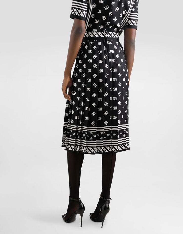 Dolce & Gabbana Monogram Midi Skirt In Black
