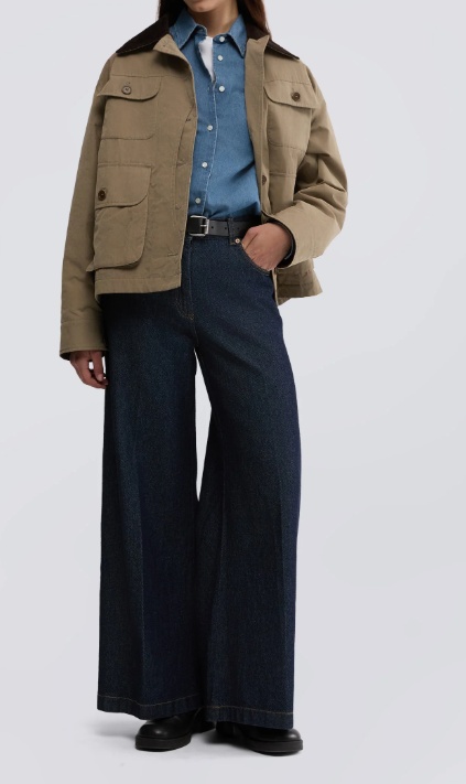 Aspesi High-waisted Wide-leg Jeans With Flared Silhouette In Black