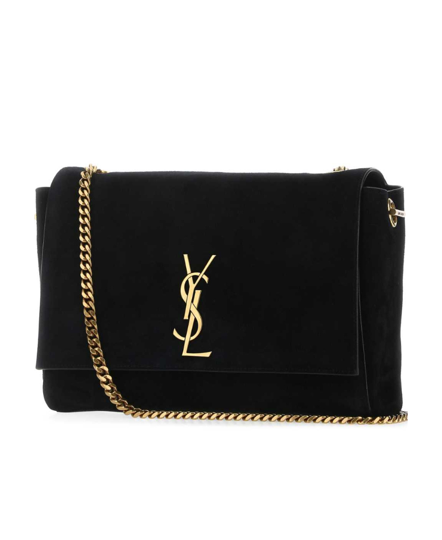 Saint Laurent Kate Medium Reversible Ysl Crossbody Bag In Suede And Smooth Leather In Black