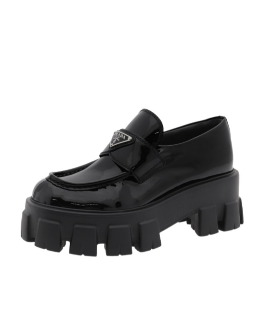 Shop Prada Monolith Patent Leather Loafers In Black