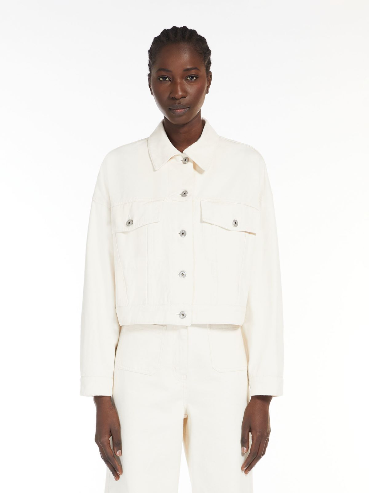 Weekend Max Mara Coarse Cotton Short Jacket In White