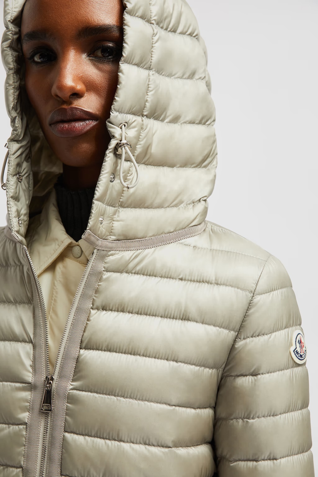 Shop Moncler Raie Short Down Jacket In Nude