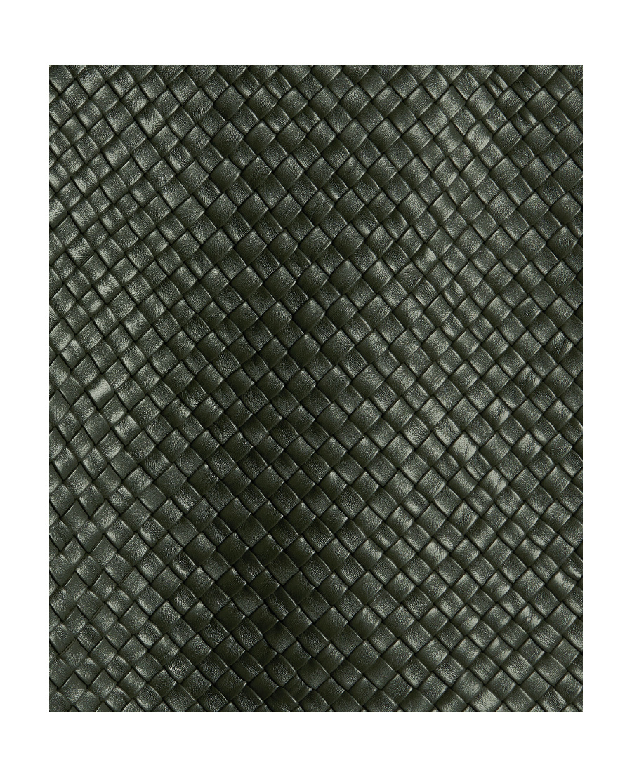Bottega Veneta Green Intrecciato Raffia Mini Skirt For Women In Black