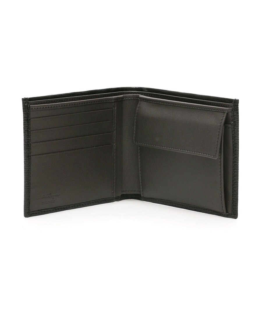 Shop Ferragamo Logo Texture Wallet In Black