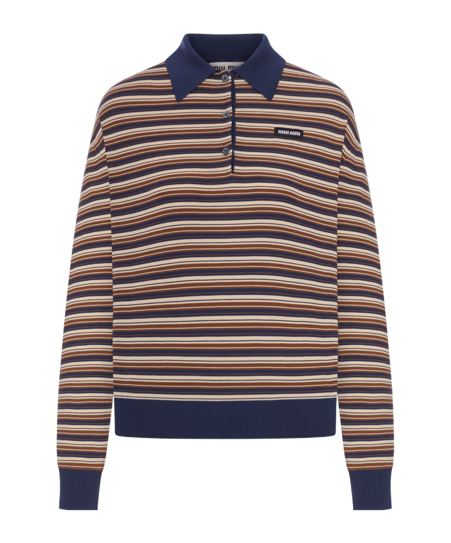 Miu Miu Long-sleeved Polo Shirt In White