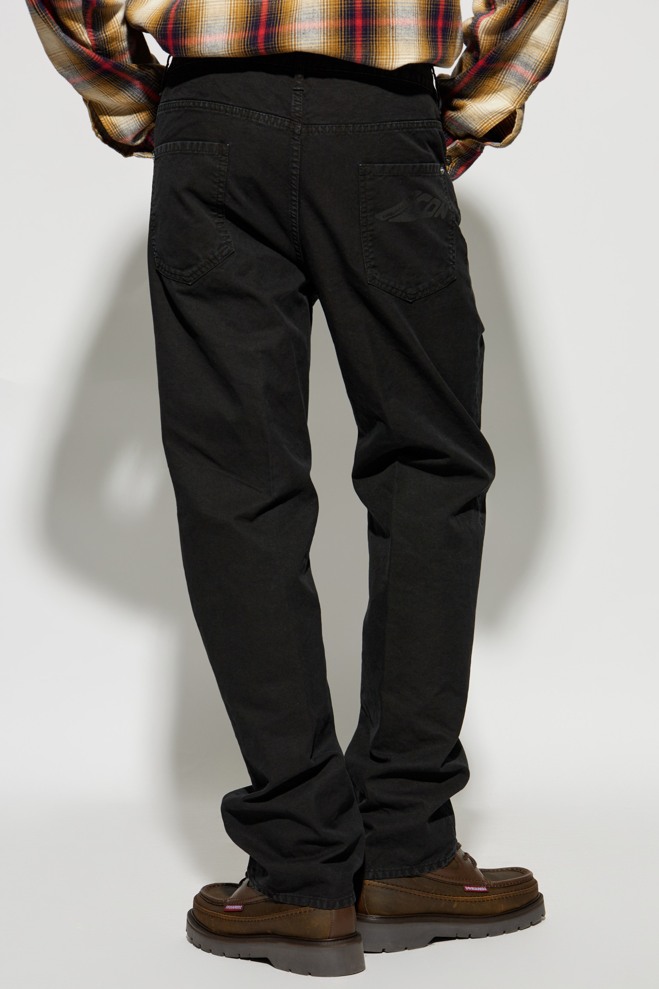 Shop Dsquared2 Logo-print Straight-leg Jeans In Black