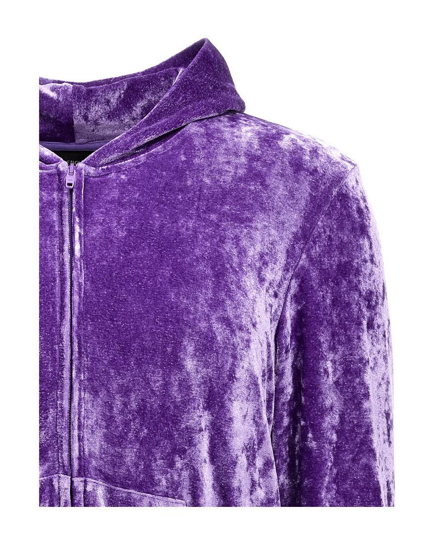 Balenciaga Zipped Velvet Hoodie In Purple