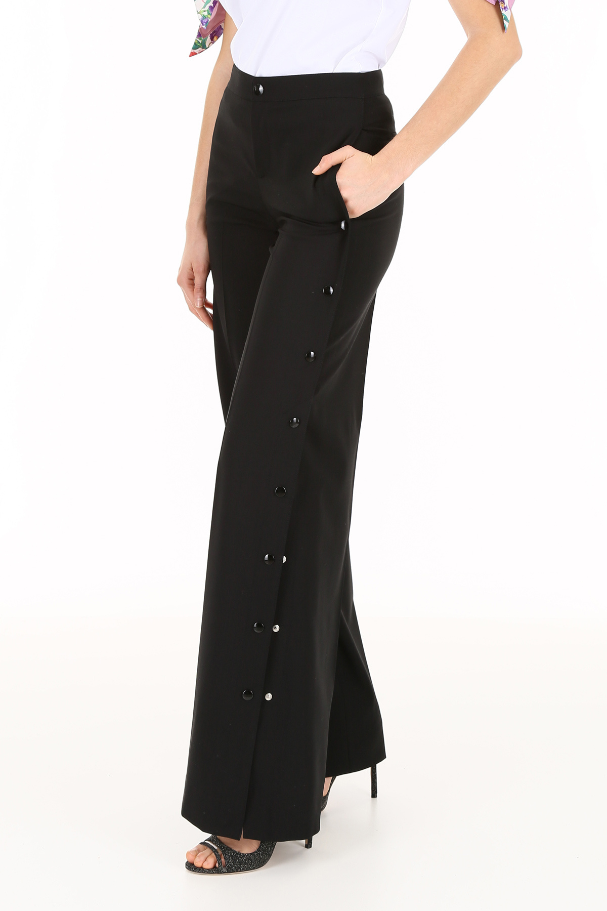 Red Valentino Side Riveted Casual Pants In Black