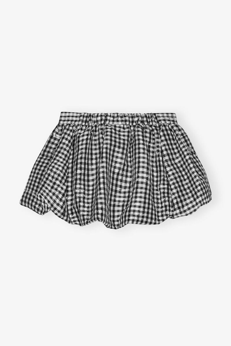 Ganni Vichy Pattern Balloon Miniskirt In Multi