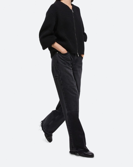 Shop Helmut Lang Long-sleeved Ribbed Zipper Cardigan