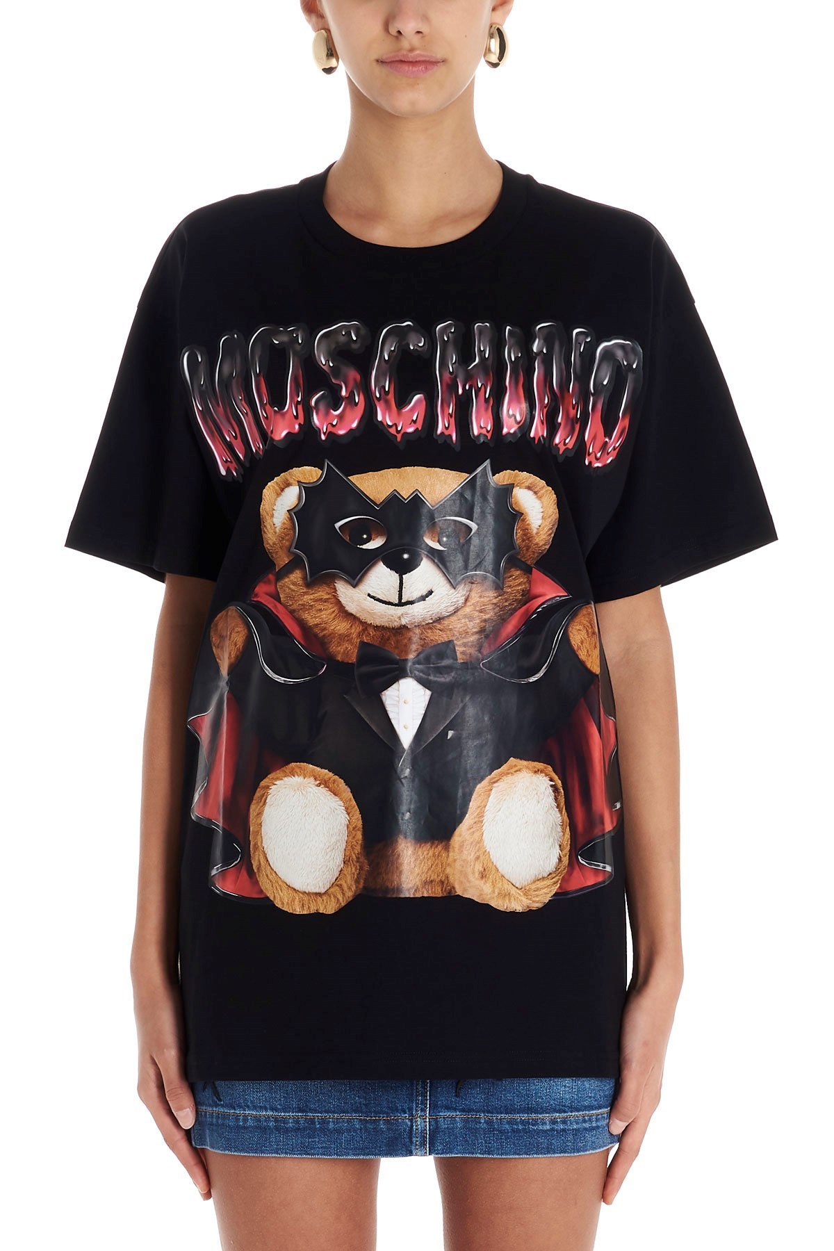Moschino Teddy Bear Printed T-shirt In Black