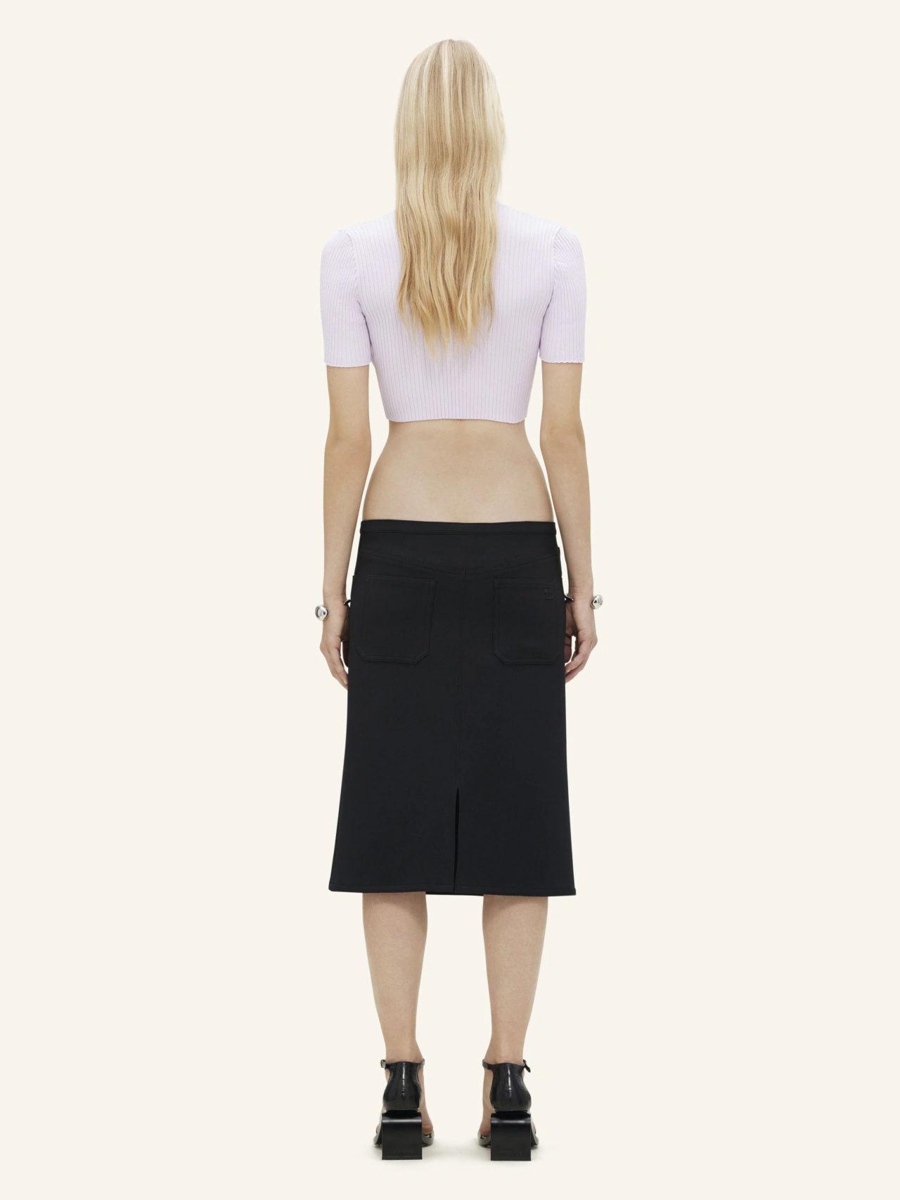 Courrèges Ribbed Knit V-neck Top In White