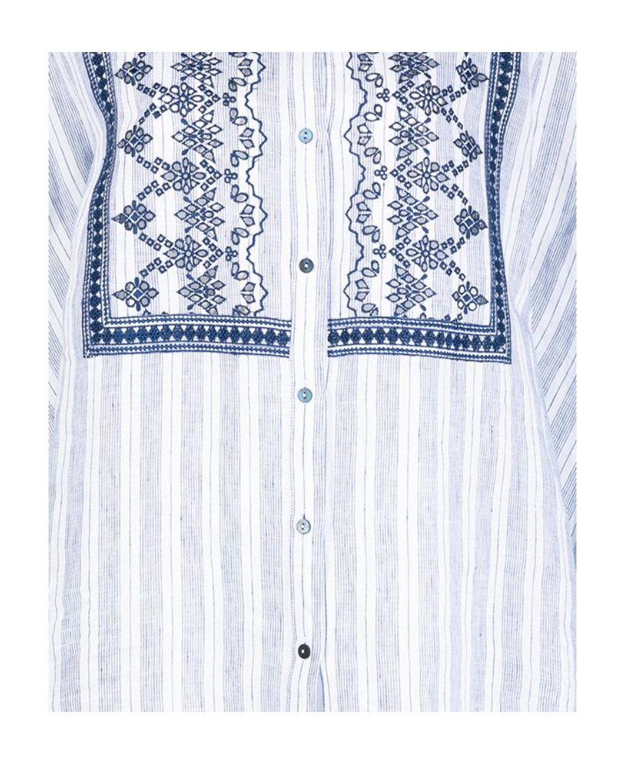 Ermanno Scervino Stripe-print Embroidered Shirt In White