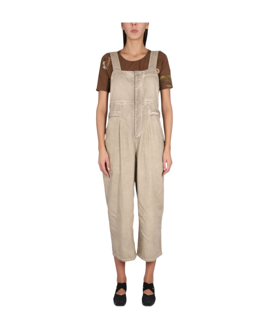 Uma Wang Relaxed-fit Wide-leg Salopette With Adjustable Straps In Nude