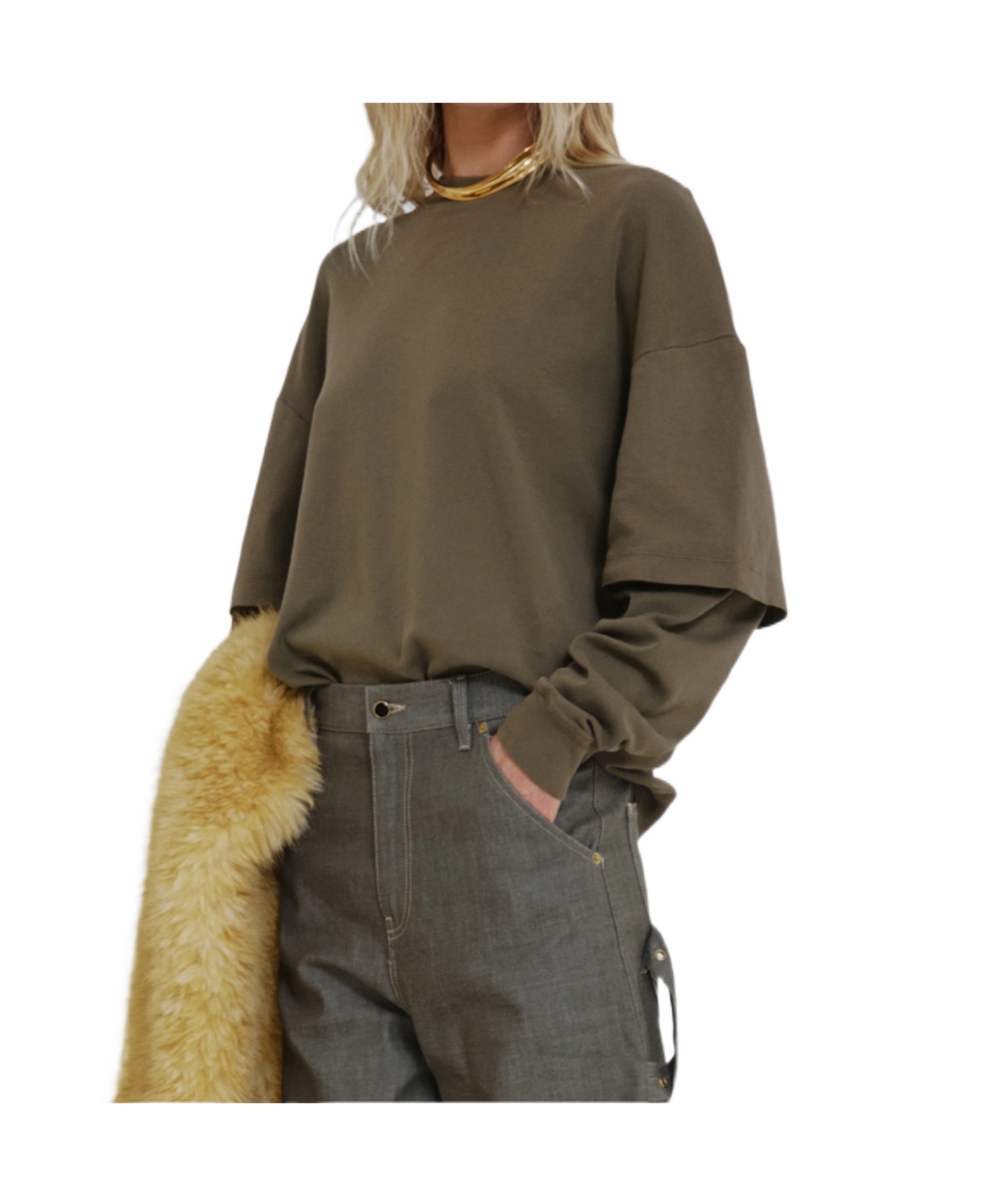 Darkpark Double Sleeve Tee In Green