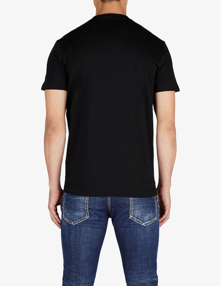 Dsquared2 Men Black Crewneck T-shirt With Maxi Logo Print On The Front In Cotton Man In Black